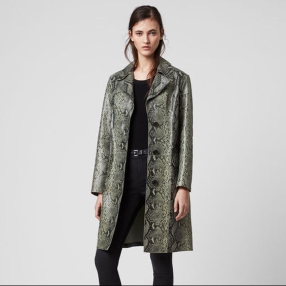 NWT Allsaints Leather Mac Trench